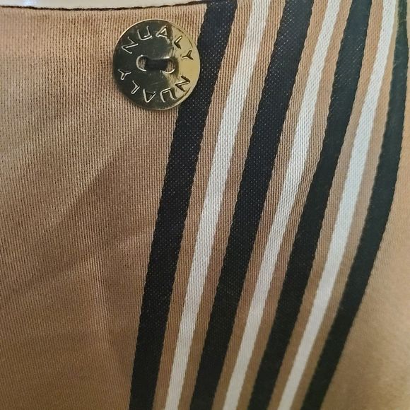 Nualy Tan Striped Duster Cardigan Sleeveless Satin Jacket Tunic Top sz 40/S-M - Picture 4 of 7